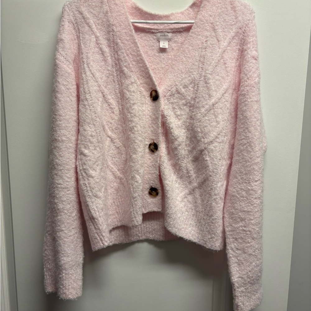Auden Pink Button-Up Cardigan Sweater